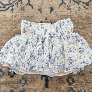 White & Blue Floral Mini Skirt